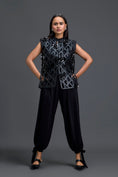 Load image into Gallery viewer, Black Lattice Floral Vest and Tapered Pants Set
