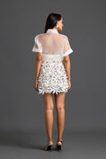 Load image into Gallery viewer, Sheer Top with Silver Floral Embroidery
