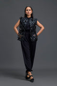 Load image into Gallery viewer, Black Lattice Floral Vest and Tapered Pants Set
