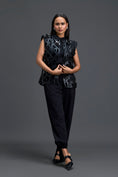 Load image into Gallery viewer, Black Lattice Floral Vest and Tapered Pants Set
