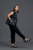 Load image into Gallery viewer, Black Lattice Floral Vest and Tapered Pants Set

