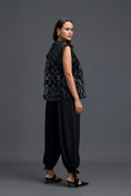 Load image into Gallery viewer, Black Lattice Floral Vest and Tapered Pants Set
