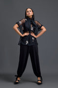 Load image into Gallery viewer, Black Sheer Floral Top and Black Pants Set
