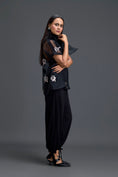 Load image into Gallery viewer, Black Sheer Floral Top and Black Pants Set
