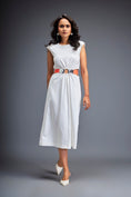 Load image into Gallery viewer, Gathered Waist Dress with Bold Contrast Belt
