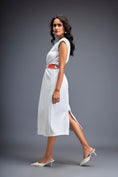 Load image into Gallery viewer, Gathered Waist Dress with Bold Contrast Belt
