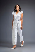 Load image into Gallery viewer, Jumpsuit with Tulle Shoulders and Neon Belt
