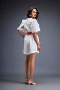 Load image into Gallery viewer, Playsuit with Voluminous Sleeves and Neon-Silver Belt
