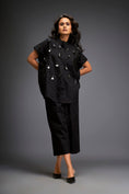 Load image into Gallery viewer, Shirt With Glossy Metallic Discs Embellishments With Wide-Leg Pants
