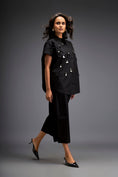 Load image into Gallery viewer, Shirt With Glossy Metallic Discs Embellishments With Wide-Leg Pants
