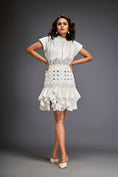 Load image into Gallery viewer, Ruffled Skirt With Structured Blouse And Metallic Embroidered Accents
