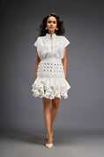 Load image into Gallery viewer, Ruffled Skirt With Structured Blouse And Metallic Embroidered Accents
