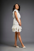 Load image into Gallery viewer, Ruffled Skirt With Structured Blouse And Metallic Embroidered Accents
