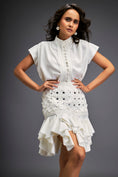 Load image into Gallery viewer, Ruffled Skirt With Structured Blouse And Metallic Embroidered Accents
