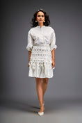 Load image into Gallery viewer, White Sleeve Blouse With A Textured Waistline And Tiered Skirt
