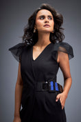 Load image into Gallery viewer, Jumpsuit with Tulle Shoulders and Neon Belt
