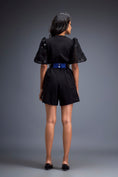 Load image into Gallery viewer, Playsuit with Voluminous Sleeves and Neon-Silver Belt
