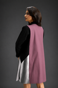 Load image into Gallery viewer, Colourblock Tunic Dress In Pink And Black With Metallic Silver Side Panels
