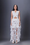 Load image into Gallery viewer, Sleeveless Net Ruffled Dress With Embroidery
