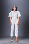 Load image into Gallery viewer, Side Cutout White Jumpsuit With Embroidered Sleeves
