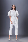 Load image into Gallery viewer, Side Cutout White Jumpsuit With Embroidered Sleeves
