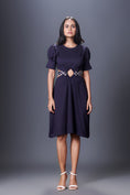 Load image into Gallery viewer, Solid Backless Dress With Puff Sleeves Comes With Belt
