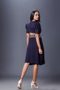 Load image into Gallery viewer, Solid Backless Dress With Puff Sleeves Comes With Belt
