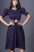 Load image into Gallery viewer, Solid Backless Dress With Puff Sleeves Comes With Belt
