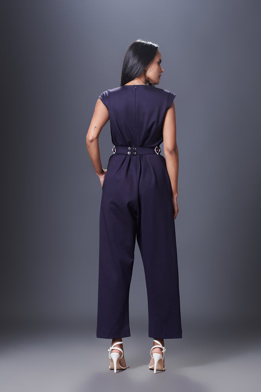 Cap Sleeves Full Length Jumpsuit Comes With Belt