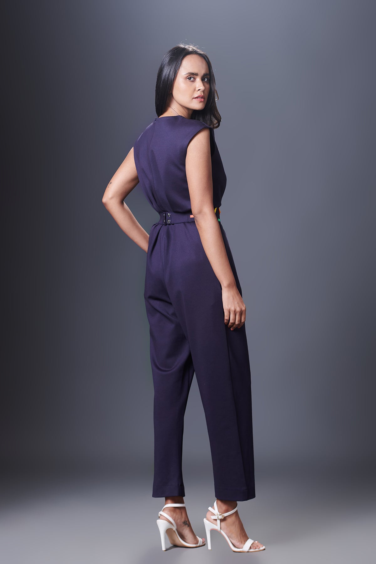 Cap Sleeves Full Length Jumpsuit Comes With Belt