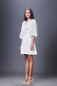 Load image into Gallery viewer, Shift Dress With Georgette Cutwork Sleeves Comes With Belt
