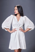 Load image into Gallery viewer, Shift Dress With Georgette Cutwork Sleeves Comes With Belt
