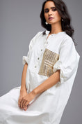 Load image into Gallery viewer, White Oversized Shirt Dress With Embellished Pocket
