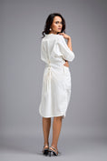 Load image into Gallery viewer, White Ruched Button-down Shirt Dress
