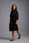 Load image into Gallery viewer, Ruched Button-Down Shirt Dress
