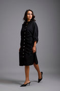 Load image into Gallery viewer, Ruched Button-Down Shirt Dress
