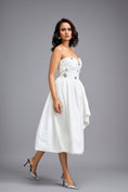 Load image into Gallery viewer, White Strapless Embellished Midi Dress
