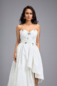 Load image into Gallery viewer, White Strapless Embellished Midi Dress
