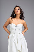 Load image into Gallery viewer, White Strapless Embellished Midi Dress
