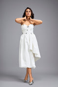 Load image into Gallery viewer, White Strapless Embellished Midi Dress
