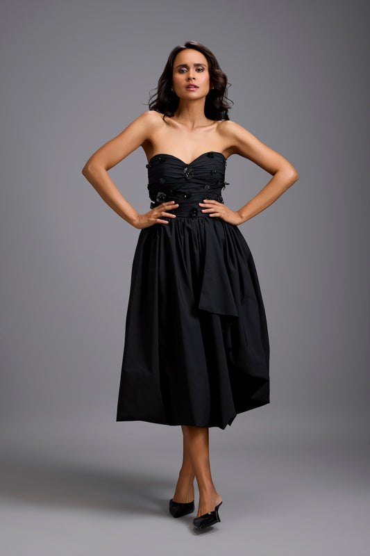 Strapless Embellished Midi Dress