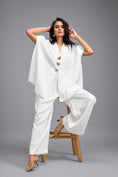 Load image into Gallery viewer, White Wide-Leg Co-Ord Set with Embellished Buttons
