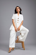 Load image into Gallery viewer, White Wide-Leg Co-Ord Set with Embellished Buttons
