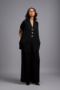 Load image into Gallery viewer, Black Wide-Leg Co-Ord Set with Embellished Buttons
