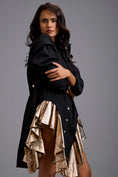 Load image into Gallery viewer, Black Mini Dress with Gold Ruffles
