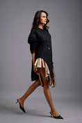 Load image into Gallery viewer, Black Mini Dress with Gold Ruffles

