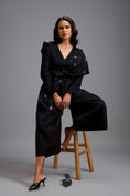 Load image into Gallery viewer, Structured Wide-Leg Jumpsuit with Crystal Bow Detail
