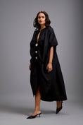 Load image into Gallery viewer, Draped Kaftan Dress with Golden Button Embellishments
