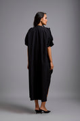 Load image into Gallery viewer, Draped Kaftan Dress with Golden Button Embellishments
