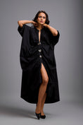 Load image into Gallery viewer, Draped Kaftan Dress with Golden Button Embellishments
